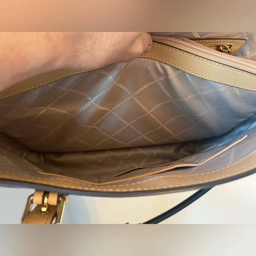 Dark Brown and Beige Bag Michael Kors Voyager East West Tote
